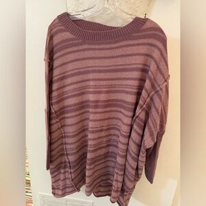 Listicle Mauve Striped Crew Neck Sweater Medium